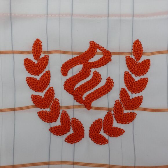 Rocawear Shirt Mens L White Orange Striped Large Spellout Short Sleeve Button Up - Picture 7 of 16